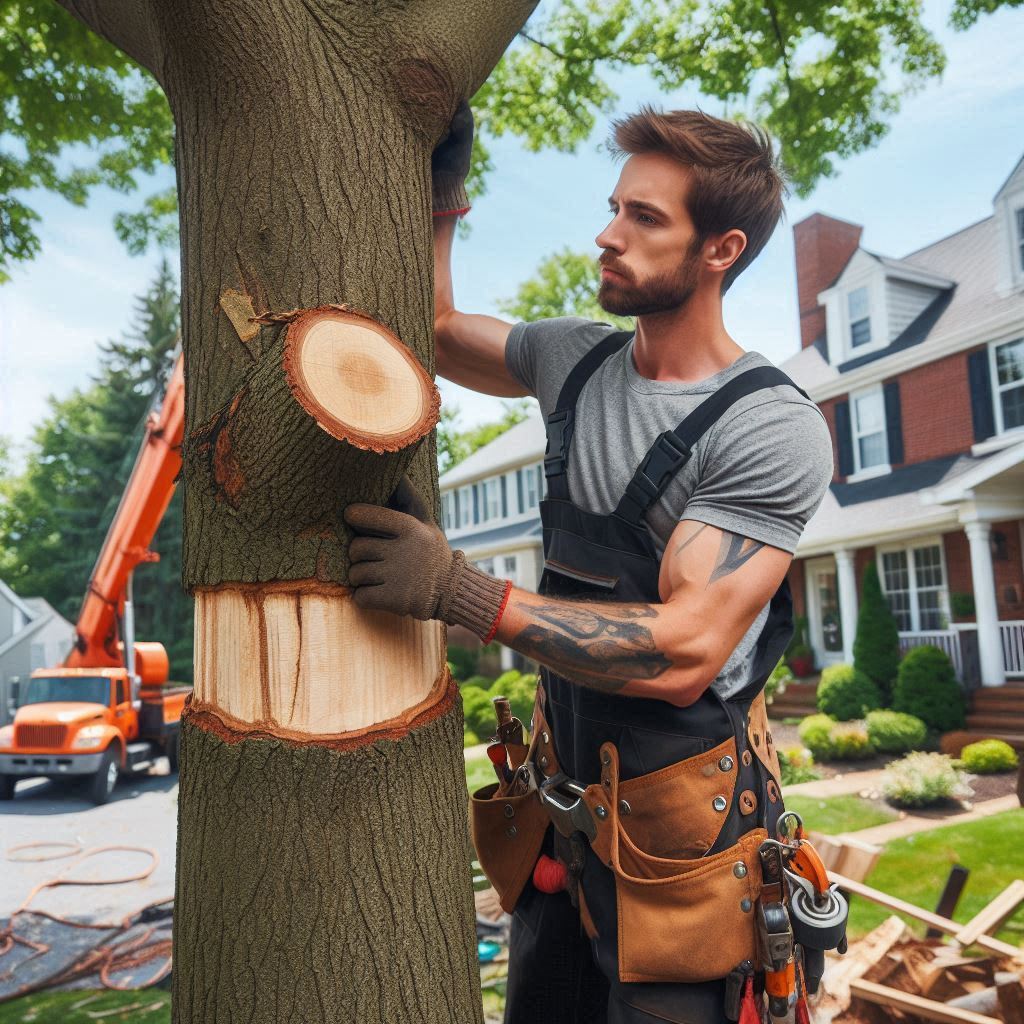 Blog Article - Arborist performing maintenance on a tree in a Texas home's yard
